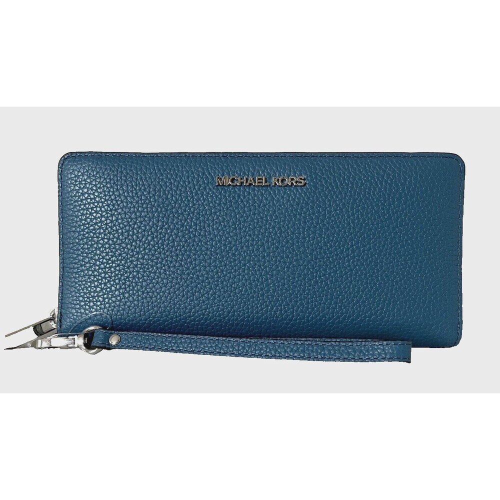 New Michael Kors Jet Set Large Travel Continental wallet Leather Teal